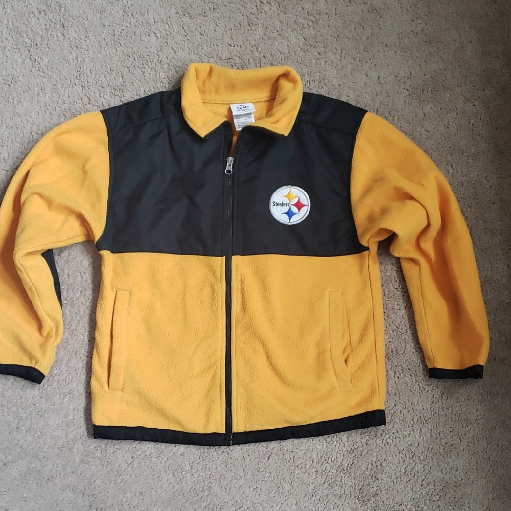 Youth Pittsburgh Steelers Fleece Zip Up S8ze Medium 8/10